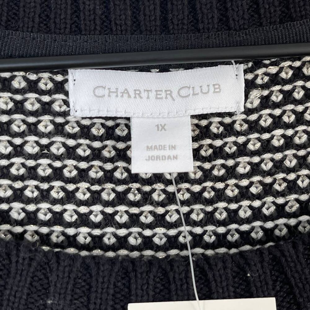Charter Club Women's Plus Size Button-Trim Contrast-Accent‎ Sweater Size 1X NWT - Picture 8 of 9